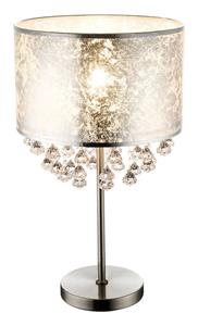 Globo Tisch Leuchte Steh Lampe Textil Blattsilber Beleuchtung Stand Strahler Kristalle  15188T3