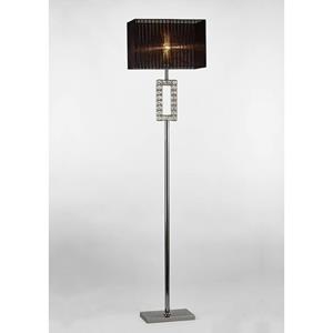 09-DIYAS Florence Renctangle Stehlampe mit schwarzem Schirm 1 Glühbirne aus poliertem Chrom / Kristall