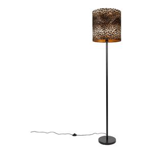 Qazqa Vloerlamp Zwart Kap Luipaard Dessin 40 Cm - Simplo