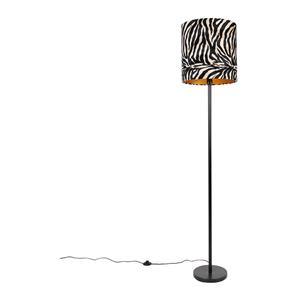 Qazqa Moderne Vloerlamp Zwart Stoffen Kap Zebra 40 Cm - Simplo