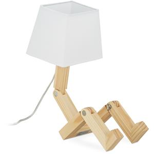 RELAXDAYS Tischlampe Roboter, verstellbar, Lampenschirm, originell, Schreibtischlampe HxBxT: 42x18x32 cm, Holz, natur