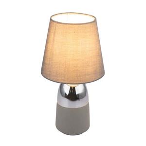Globo Design Nacht Tisch Lampe grau Schlaf Wohn Zimmer Textil Touch Lese Leuchte Chrom  24135C