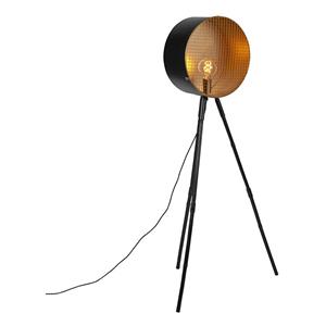 QAZQA Vintage Stehlampe auf Bambusstativ schwarz mit Gold - Fass