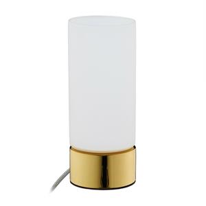 RELAXDAYS Nachttischlampe Touch, mit Kabel, E14, modernes Design, Milchglas, Tischlampe H x D: 19,5 x 8 cm, gold/weiß