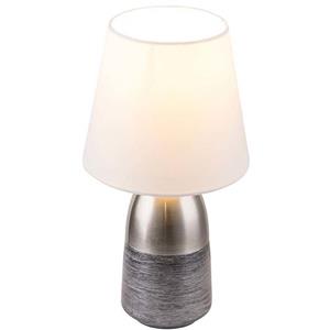Globo Design Nacht Tisch Lampe silbergrau Schlaf Wohn Zimmer Textil Touch Lese Leuchte weiß  24135W