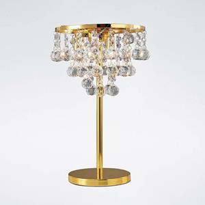 09-DIYAS Atla Tischlampe 3 Glühbirnen Gold / Kristall