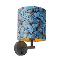 QAZQA Vintage Wandlampe dunkelgrau mit Veloursschirm Schmetterling - Combi