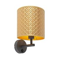 QAZQA Vintage Wandlampe dunkelgrau mit goldenem Dreiecksschirm - Matt