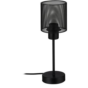 RELAXDAYS Tischlampe schwarz, schmale Nachttischlampe aus Metall, industrial, E27 Fassung, modern, 34 x 11 cm, black