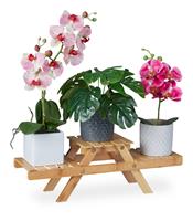 RELAXDAYS Blumentreppe, mit 3 Ablagen, für die Fensterbank, aus Bambus, Pflanzenregal, HBT: 17 x 51,5 x 15 cm, natur