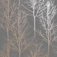 DUTCH WALLCOVERINGS Tapete Rhea Trees Grau und Rotgolden - 
