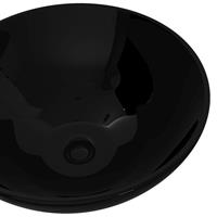 vidaXL Wasbak, keramiek, rond, zwart 325 mm
