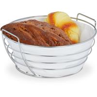 RELAXDAYS Brotkorb Metall, mit entnehmbarem Stoffeinsatz, rund, Frühstückskorb für Brot & Brötchen, Ø 23 cm, weiß