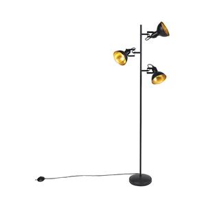 QAZQA Vloerlamp tommy - Zwart - Industrieel - L 50cm