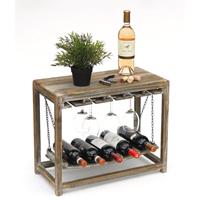 DANDIBO Weinregal Holz Braun mit Ablage 47 cm Flaschenregal mit Glashalter 9202-R Flaschenhalter Weinschrank Regal stehend - 