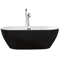 beliani Moderne, freistehende Badewanne Sanitäracryl oval schwarz 170 x 75 cm Nevis - Schwarz