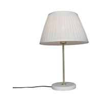 QAZQA Retro Tischlampe Messing mit Plissee Schirm Creme 35 cm - Kaso