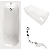 AQUASU '  Badewanne Komplettset 180x80 cm Klassik | 3in1 Acryl-Badewanne mit Wannenträger & Ablaufgarnitur | Rechteck-Badewanne | 205 l | Kö