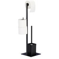 RELAXDAYS WC Garnitur mit Toilettenpapierhalter, stehend, für Bad, HBT: 72 x 25 x 20 cm, Stand Klobürstenhalter, schwarz