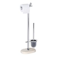 Wenko Stand WC-Garnitur Puro - Gestell: Chrom, Bodenplatte: Beige, Behälter: Satiniert - 