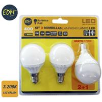 EDM Kit 3 sphärische LED-Lampen 5w E14 3200k warmes Licht  98200