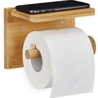RELAXDAYS Toilettenpapierhalter mit Ablage, für Handy & Feuchttücher, Bambus Klopapierhalter, HBT 12x16x10,3 cm, natur