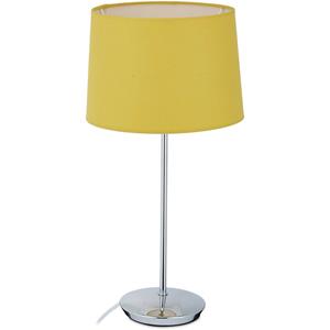 RELAXDAYS Tischlampe mit Stoffschirm, verchromter Fuß, E14 Fassung, Wohn- & Schlafzimmer, moderne Nachttischlampe, gelb