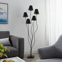 Lindby Komalie vloerlamp, 5-lamps, zwart