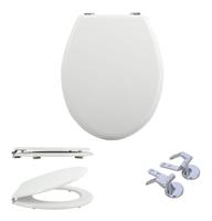 MSV Premium WC Sitz Toilettendeckel Klodeckel MDF Scharniere aus Zink - hochwertige und stabile Qualität – Weiß - 