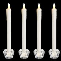 4 led Kerzen Stabkerzen mit Kerzenständern Glas flackernd batteriebetrieben Echtwachs Tafelkerzen warmweiß - Monzana