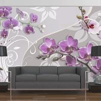 Artgeist Flight of Purple Orchids Vlies Fotobehang