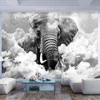 Artgeist Elephant in the Clouds Black and White Vlies Fotobehang