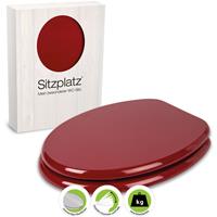 SITZPLATZ WC-Sitz Venezia in Rot | Stabiler Holzkern Toilettendeckel | Metallscharnier | Universale O-Form | Ovaler Klodeckel | Standar