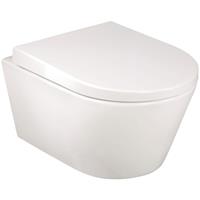 AQUASU Spülrandloses Wand-WC in weiß | Inklusive WC-Sitz | Verkürzte Ausladung: 48 cm | schmutzabweisende Clean-Beschichtung | Tiefspü