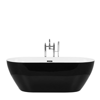 Beliani - Badewanne freistehend schwarz oval in zeitgenössischem Design 150x75 cm Carrera - Schwarz