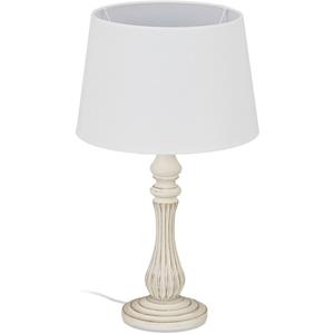 RELAXDAYS Tischlampe Landhausstil, E14 Fassung, Stoff & Holz, Wohn- & Schlafzimmer, Nachttischlampe, HxD: 47x27 cm, weiß