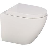 AQUASU '  Spülrandloses Wand-WC oCura mit WC-Sitz | Raumspar-WC: 45 cm Ausladung | Toilettensitz mit Absenkautomatik | Tiefspüler | Hän