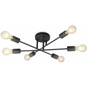 B.K.LICHT Vintage-Leuchte Deckenlampe Retro Industrial 6-flammig E27 schwarz rustikal