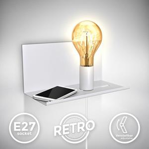 B.K.LICHT Retro Wandlampe Ablage Wandspot Nachttisch verstellbar Schalter Flur Edison E27