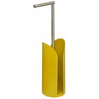 5five Staande wc/toiletrolhouder geel met reservoir en flexibele stang 59 cm van metaal - Wc-rol houder - Toiletrol houder