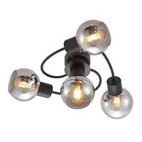 Lindby LED plafondlamp Ciala, 4-lamps, zwart smoke