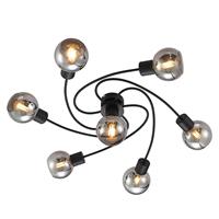 Lindby LED plafondlamp Ciala, 7-lamps, zwart smoke