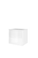 Proline Elegant badmeubel met polystone wastafel zonder kraangat en onderkast symmetrisch - Glans wit/Mat wit - 60x46cm (bxd)