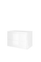 Proline Elegant badmeubel met polystone wastafel zonder kraangat en onderkast symmetrisch - Glans wit/Glans wit - 80x46cm (bxd)