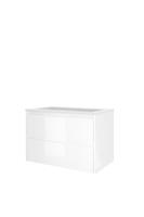 Proline Elegant badmeubel met polystone wastafel zonder kraangat en onderkast symmetrisch - Glans wit/Mat wit - 80x46cm (bxd)