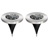 LED Grondspot met Zonne-energie - Set 2 Stuks - Aigi Grido - Inbouw - 0.2W - Waterdicht IP44 - Helder/Koud 6500K - Mat Zilver - RVS | BES LED