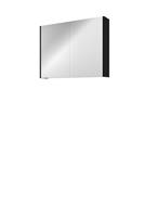 Bewonen Comfort spiegelkast met 2 houten deuren - Mat zwart - 80x60cm