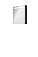 Bewonen Premium spiegelkast met LED verlichting - met houten deur - Mat zwart - 60x74cm