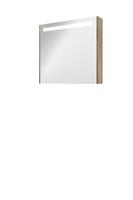 Bewonen Premium spiegelkast met LED verlichting - met 2 houten deur - Raw oak - 80x74cm