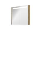 Bewonen Premium spiegelkast met LED verlichting - met 2 houten deur - Ideal oak - 80x74cm